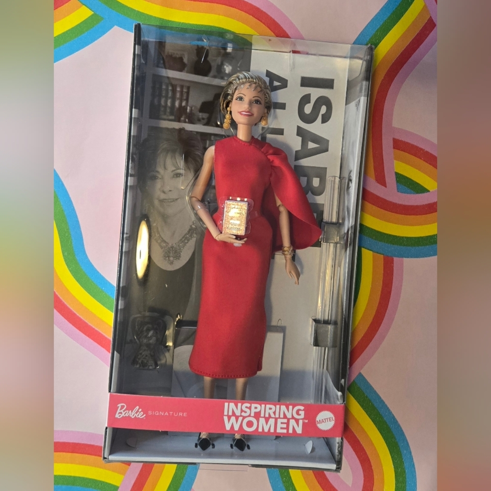 Barbie Inspiring Women Collectible Doll, Isabel Allende in Red Dress & Book Dog